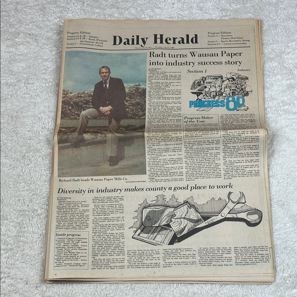Vintage 1980 Wausau Daily Herald‎ Progress Edition